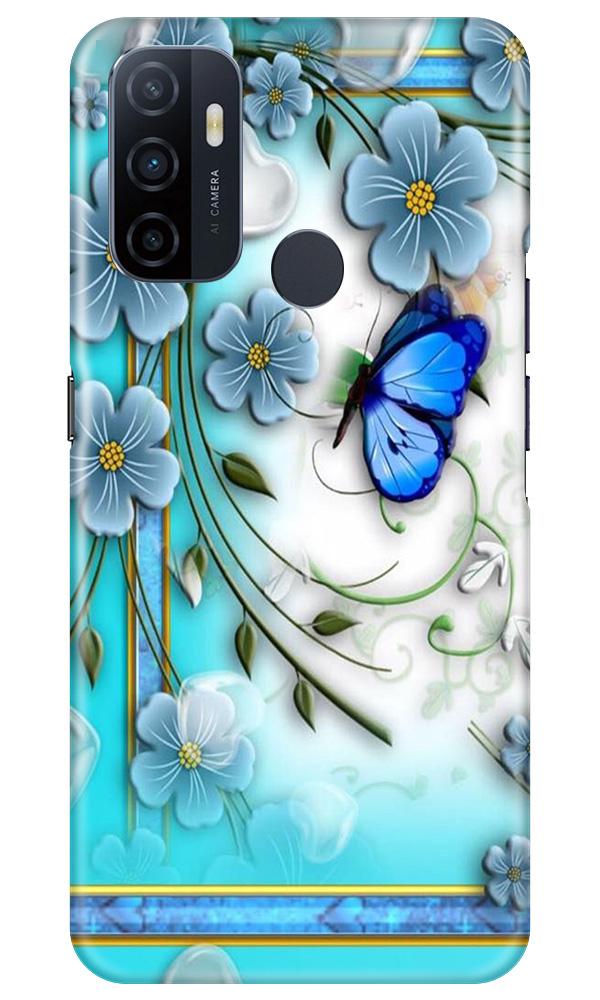 Blue Butterfly Mobile Back Case for Oppo A53 (Design - 21) Blue Butterfly Case for Oppo A53