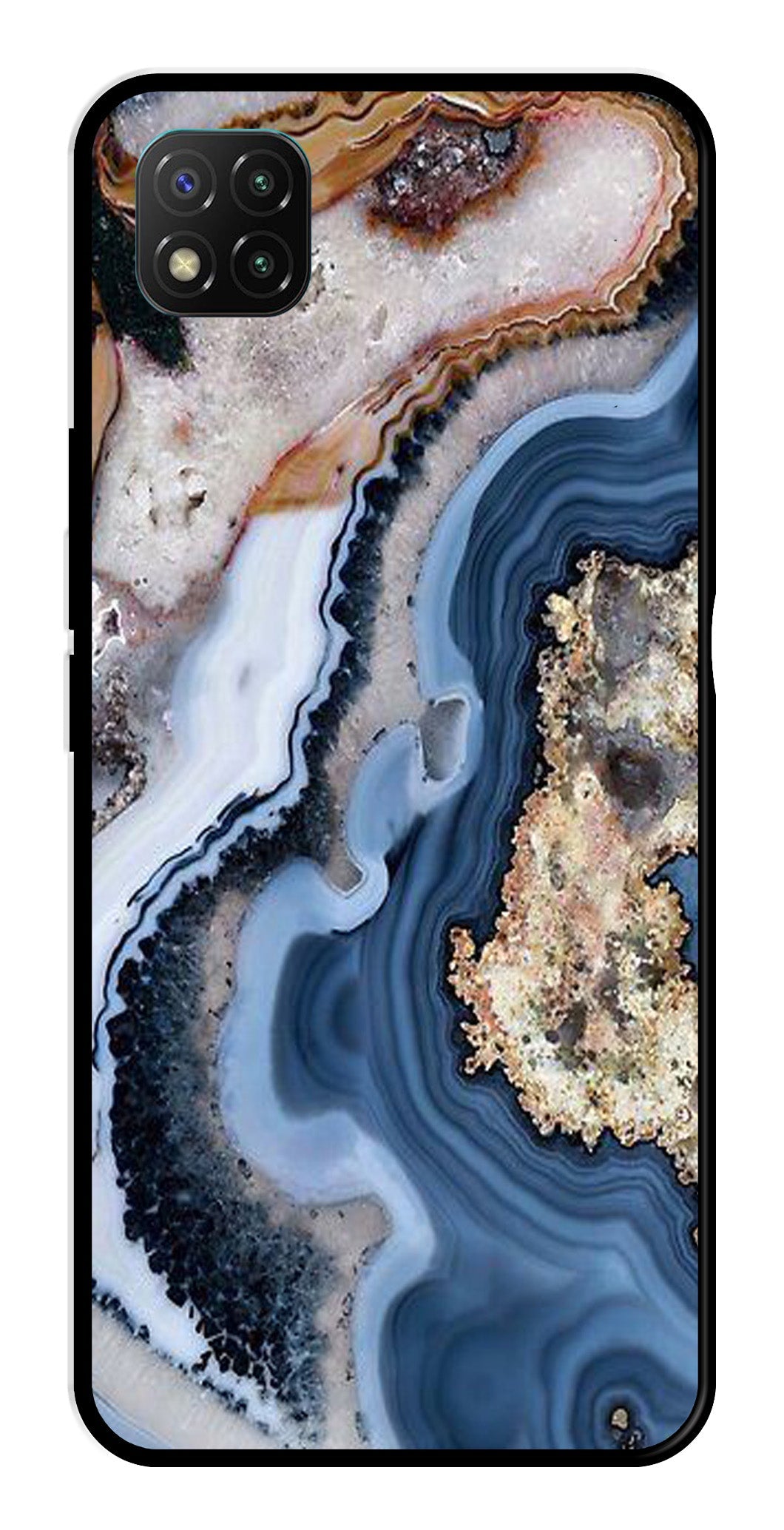 Marble Design Metal Mobile Case for Poco C3 (Design No -53)