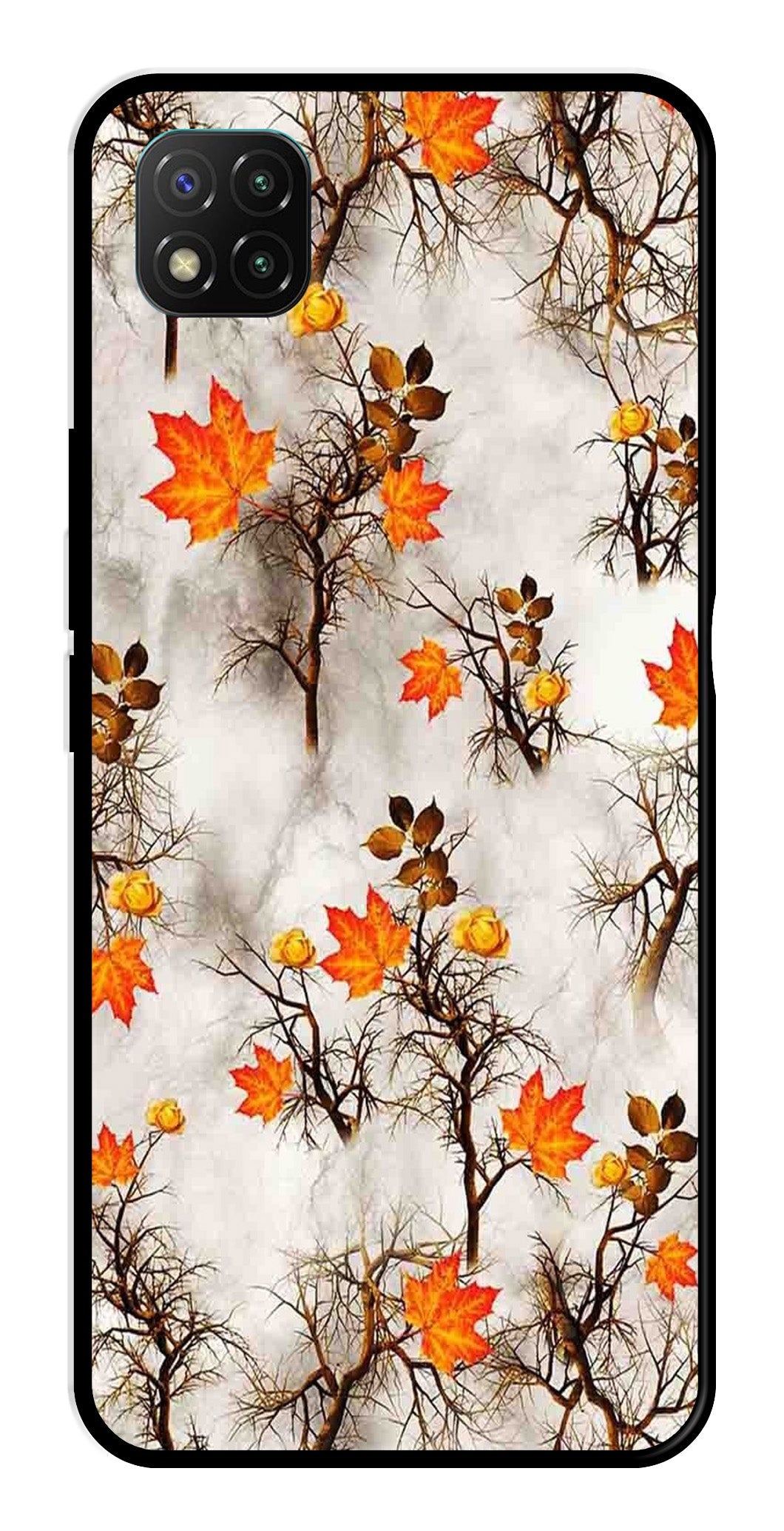 Autumn leaves Metal Mobile Case for Poco C3 (Design No -55)