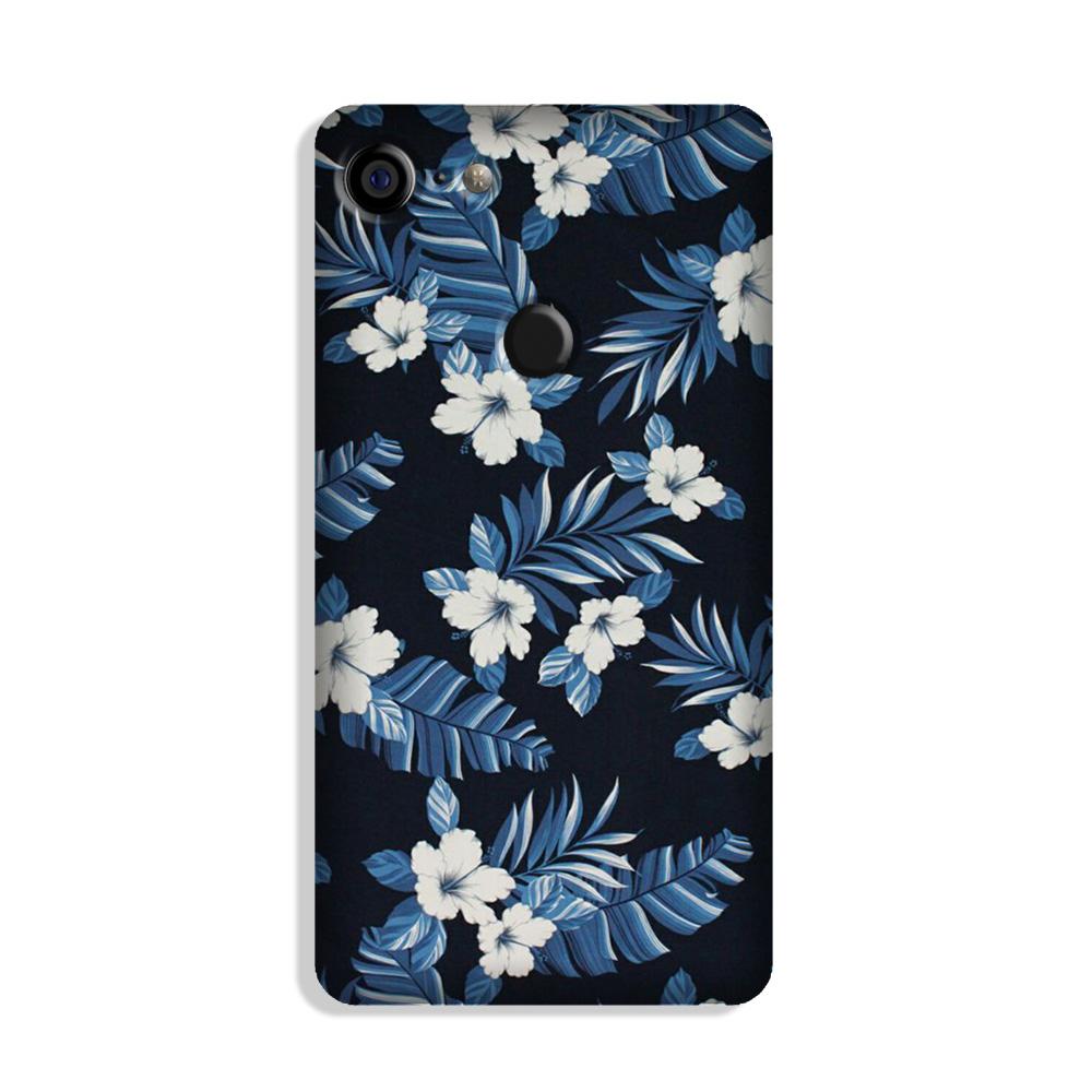 White flowers Blue Background2 Case for Google Pixel 3 White flowers Blue Background2 Case for Google Pixel 3