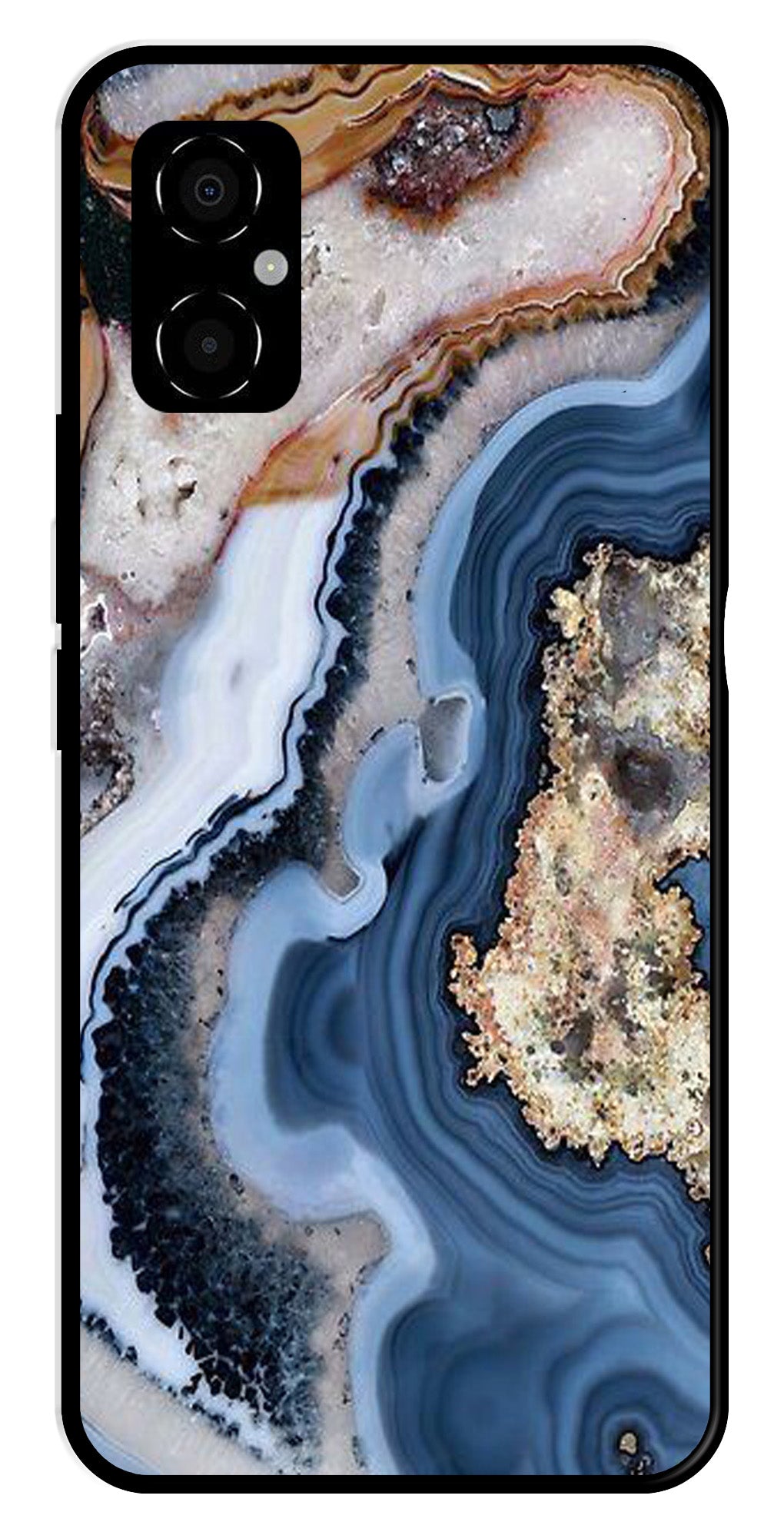 Marble Design Metal Mobile Case for Poco M4 5G (Design No -53)