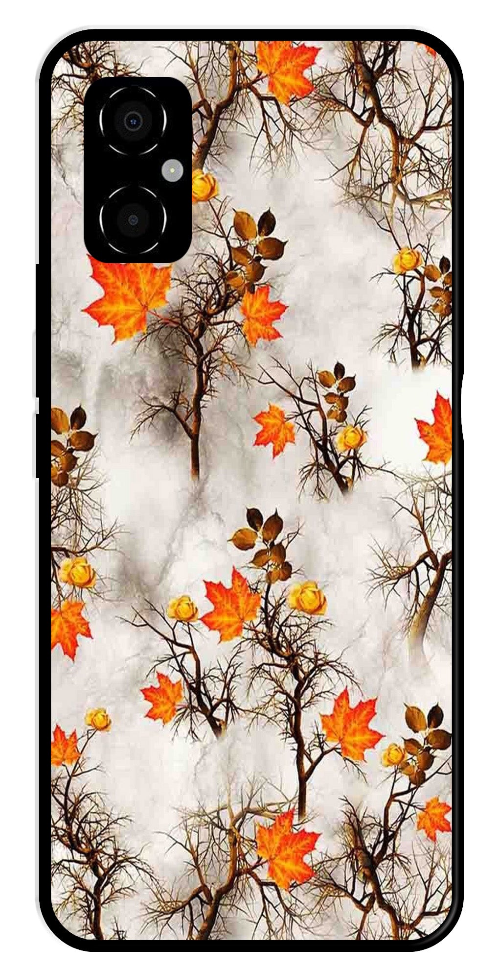 Autumn leaves Metal Mobile Case for Poco M4 5G (Design No -55)