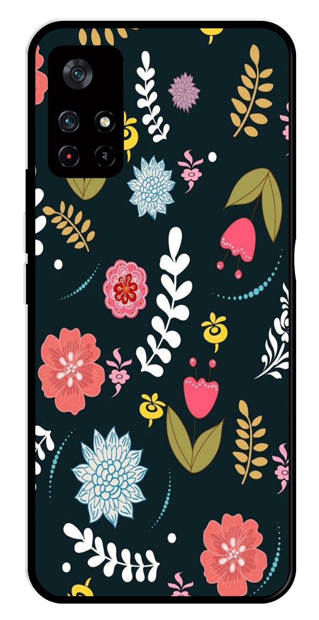 Floral Pattern2 Metal Mobile Case for Poco M4 Pro 5G Floral Pattern2 Metal Mobile Case for Poco M4 Pro 5G (Design No -12)