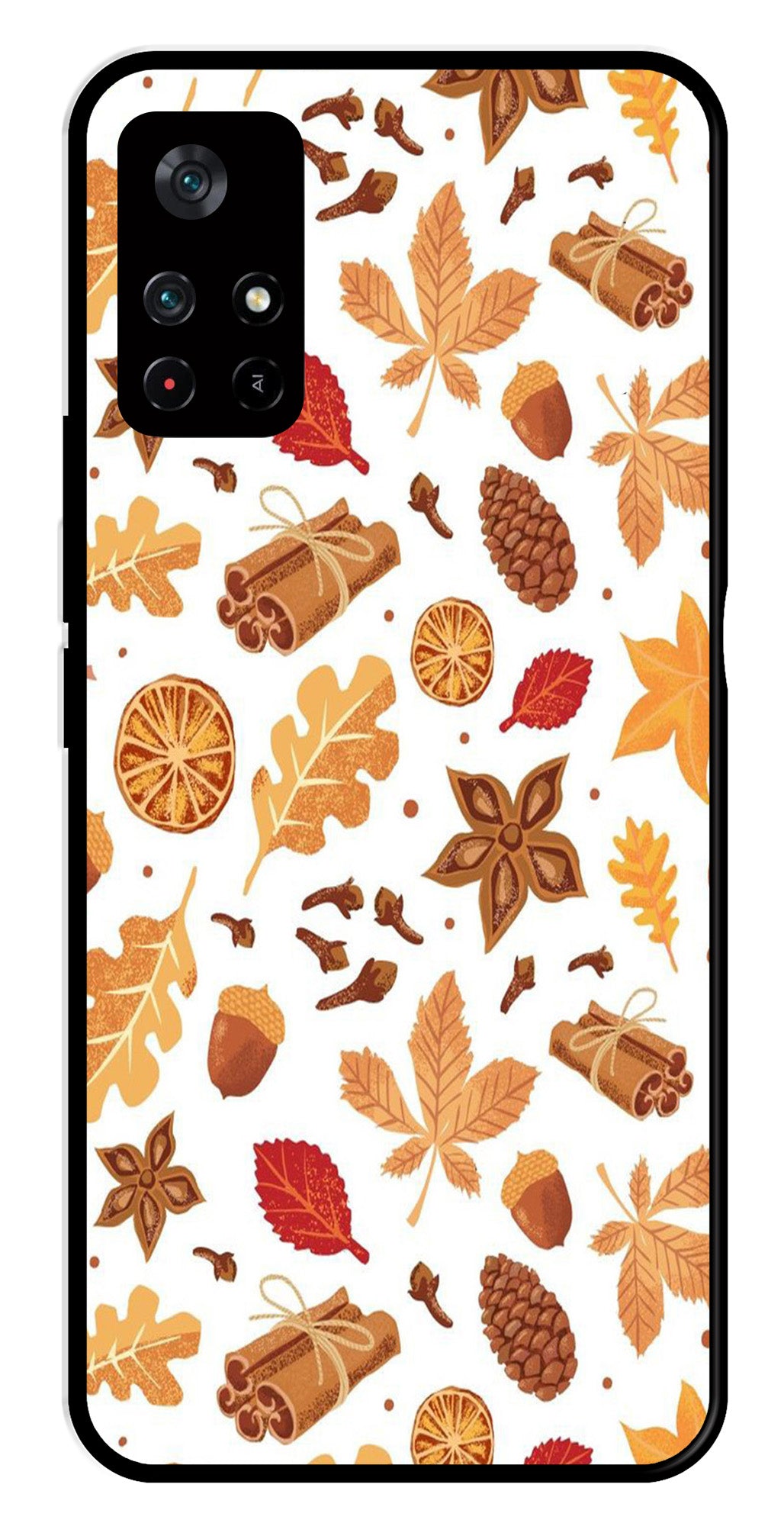 Autumn Leaf Metal Mobile Case for Poco M4 Pro 5G Autumn Leaf Metal Mobile Case for Poco M4 Pro 5G (Design No -19)