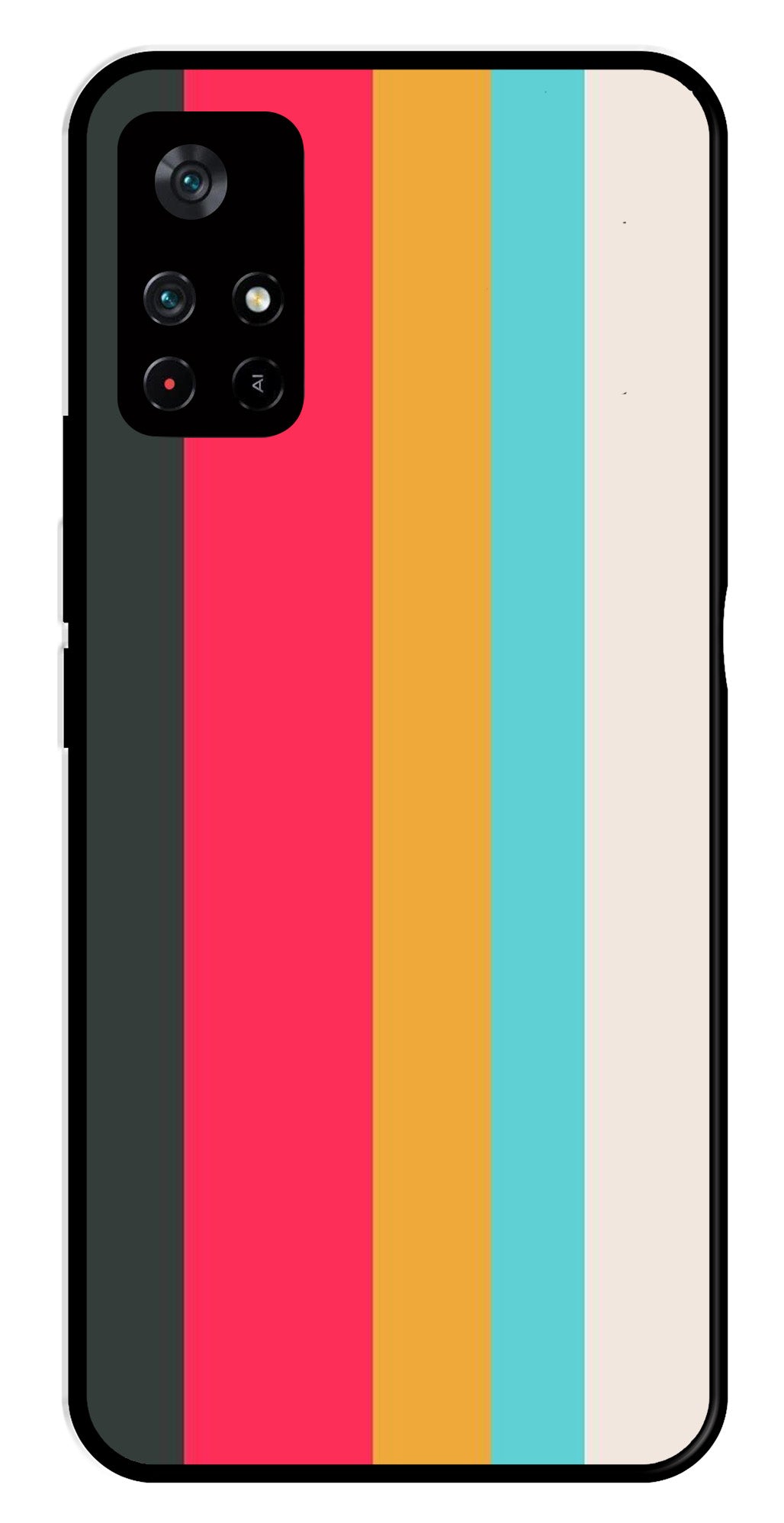 Muted Rainbow Metal Mobile Case for Poco M4 Pro 5G Muted Rainbow Metal Mobile Case for Poco M4 Pro 5G (Design No -31)