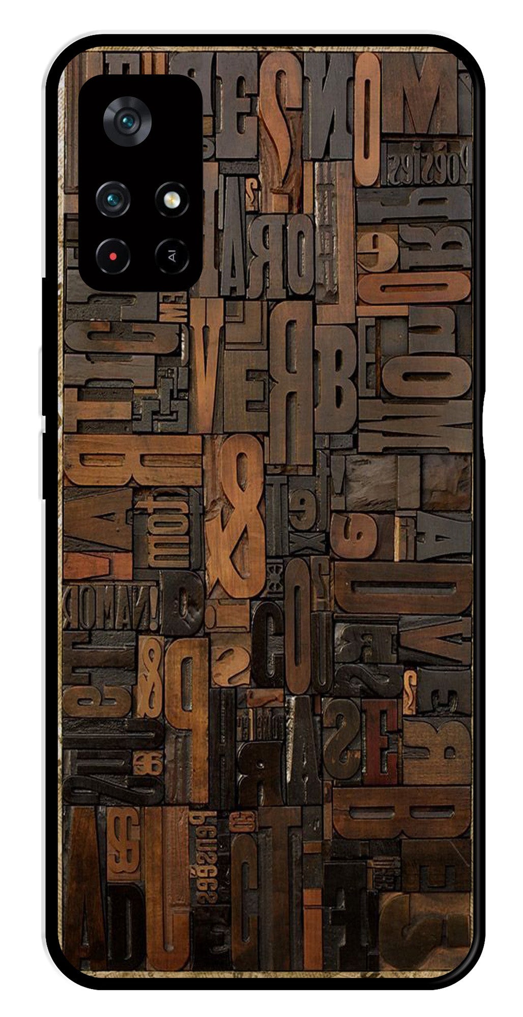 Alphabets Metal Mobile Case for Poco M4 Pro 5G Alphabets Metal Mobile Case for Poco M4 Pro 5G (Design No -32)