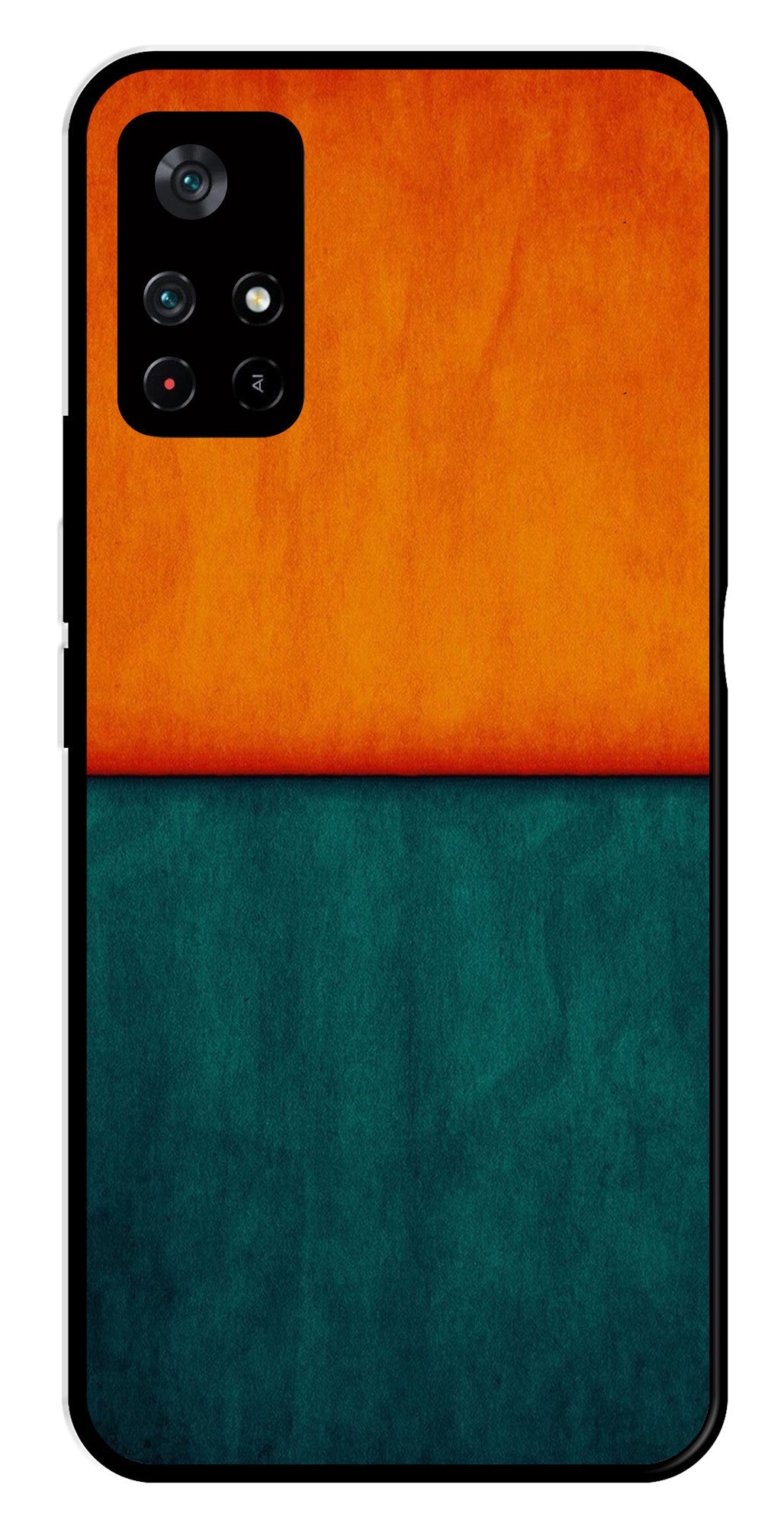 Orange Green Pattern Metal Mobile Case for Poco M4 Pro 5G Orange Green Pattern Metal Mobile Case for Poco M4 Pro 5G (Design No -45)