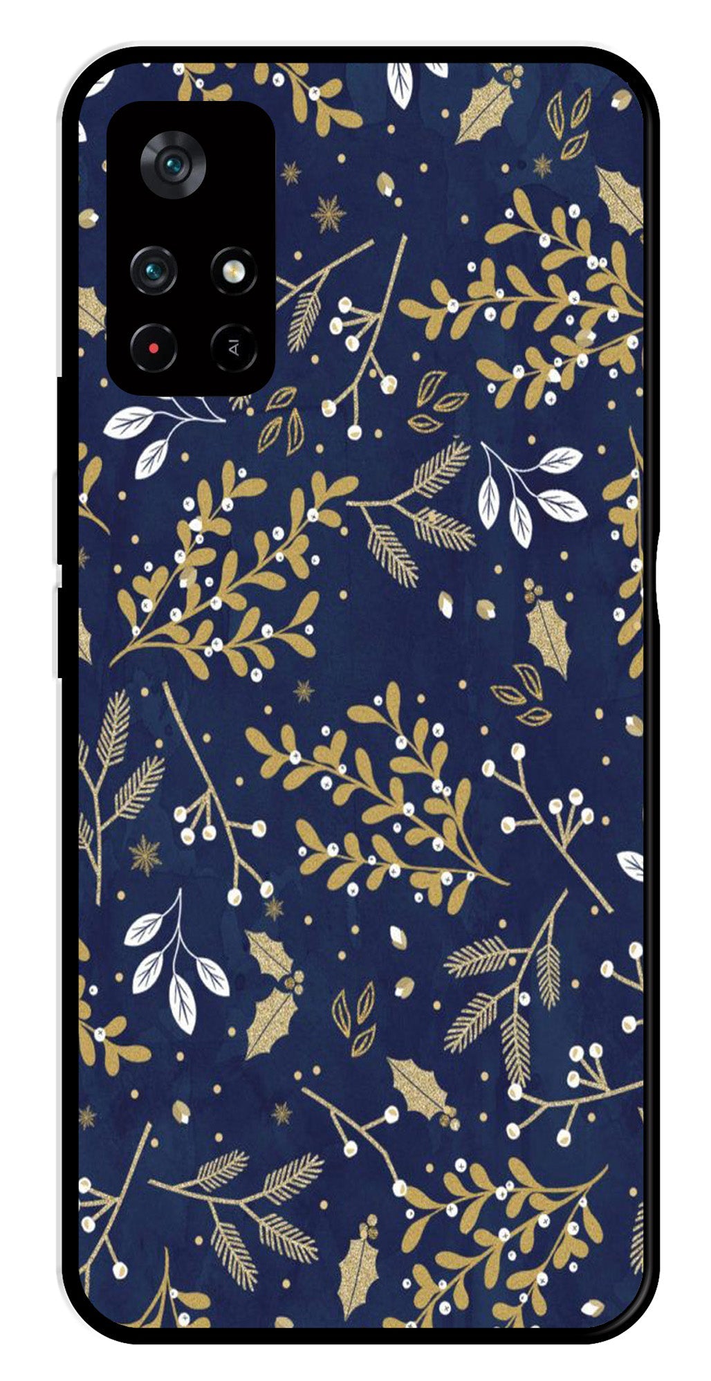 Floral Pattern Metal Mobile Case for Poco M4 Pro 5G Floral Pattern Metal Mobile Case for Poco M4 Pro 5G (Design No -52)