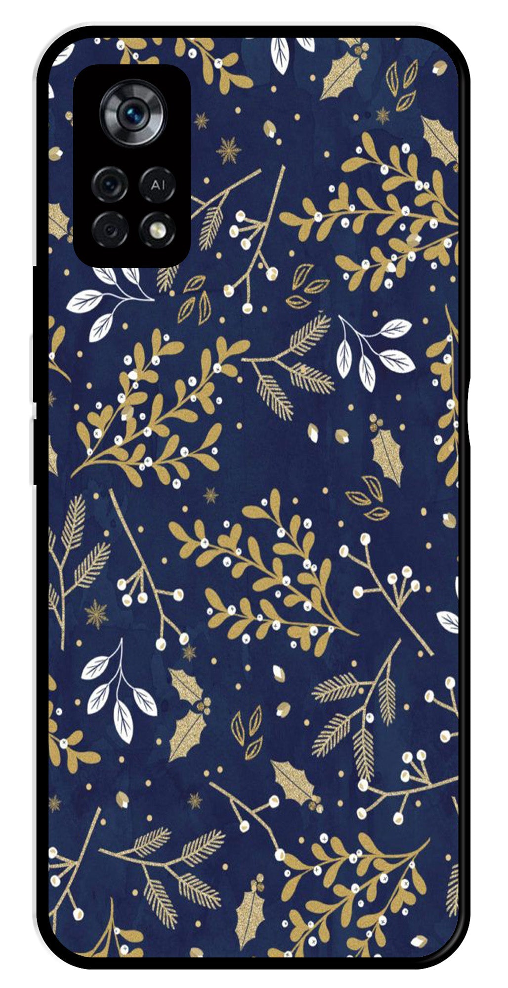 Floral Pattern Metal Mobile Case for Poco X4 Pro (Design No -52)