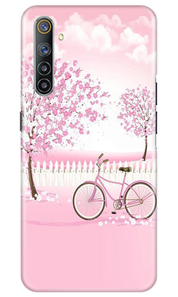 Pink Flowers Cycle Mobile Back Case for Realme 6 (Design - 102) Pink Flowers Cycle Case for Realme 6 (Design - 102)