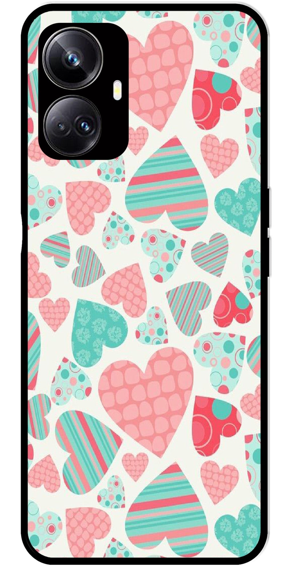 Hearts Pattern Metal Mobile Case for Realme 10 Pro Plus 5G Hearts Pattern Metal Mobile Case for Realme 10 Pro Plus 5G (Design No -22)