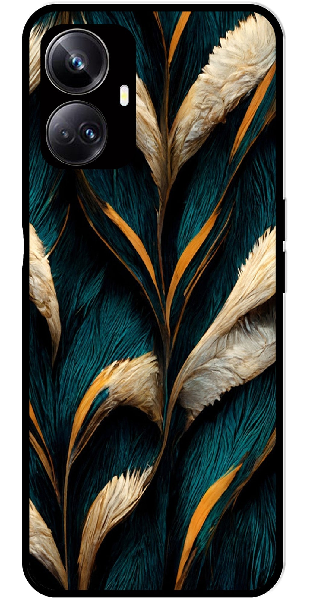 Feathers Metal Mobile Case for Realme 10 Pro Plus 5G Feathers Metal Mobile Case for Realme 10 Pro Plus 5G (Design No -30)