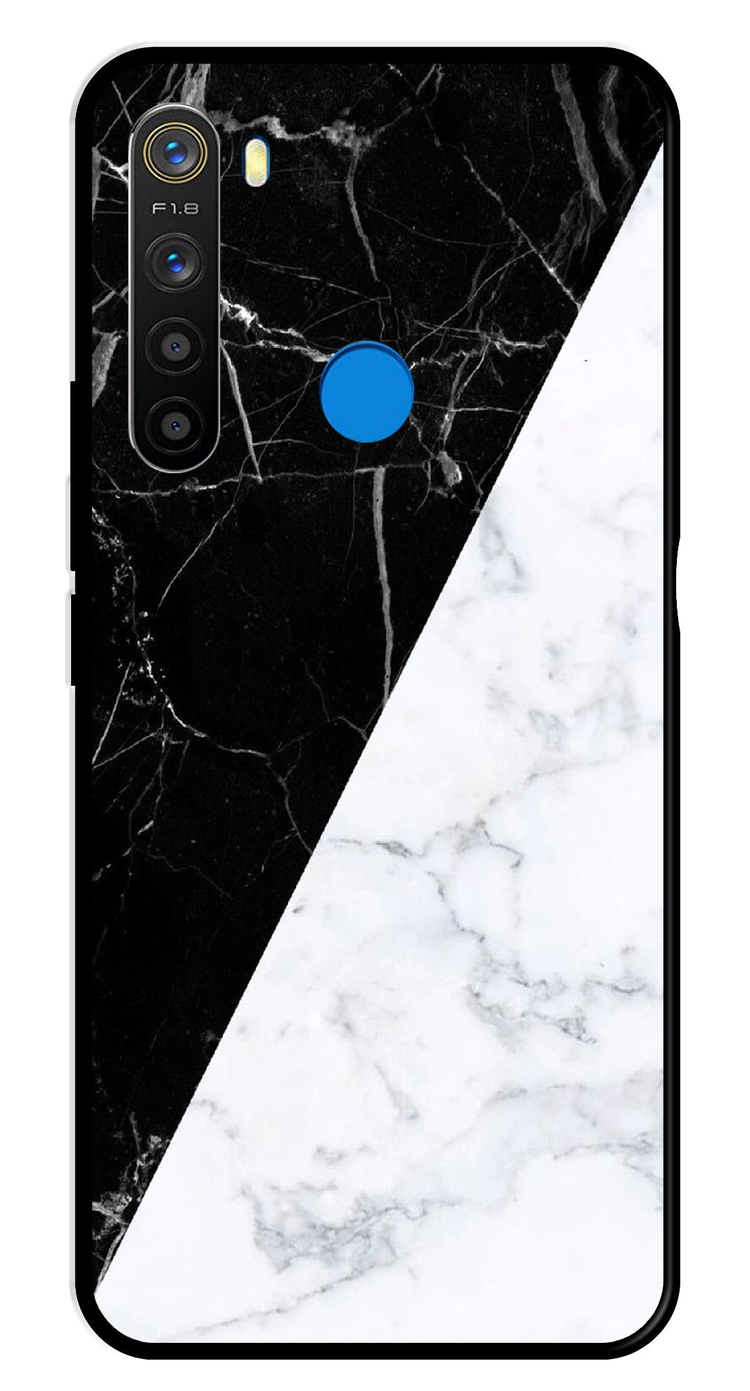 Black White Marble Design Metal Mobile Case for Realme 5 Black White Marble Design Metal Mobile Case for Realme 5 (Design No -09)
