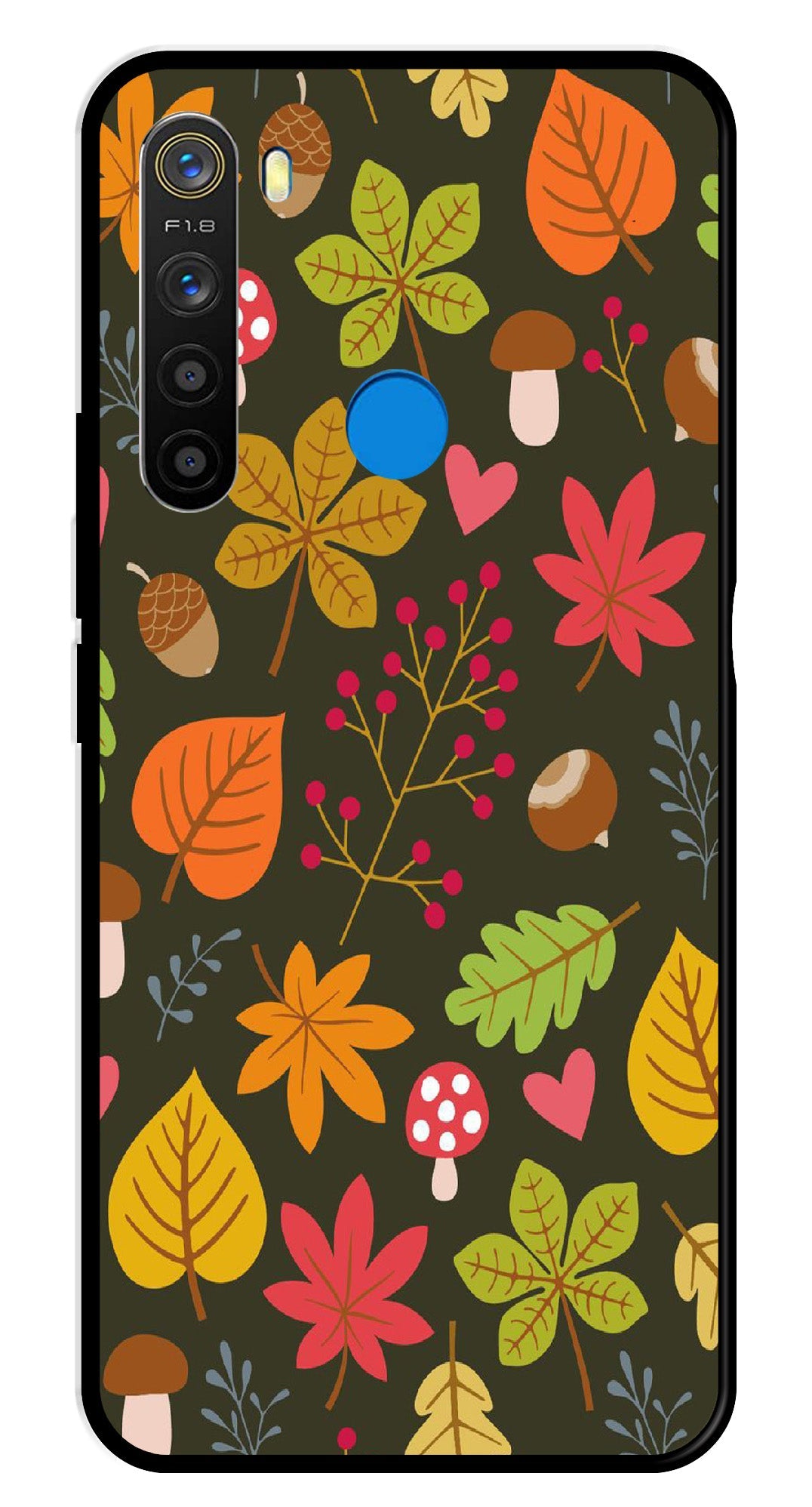 Leaves Design Metal Mobile Case for Realme 5 (Design No -51)
