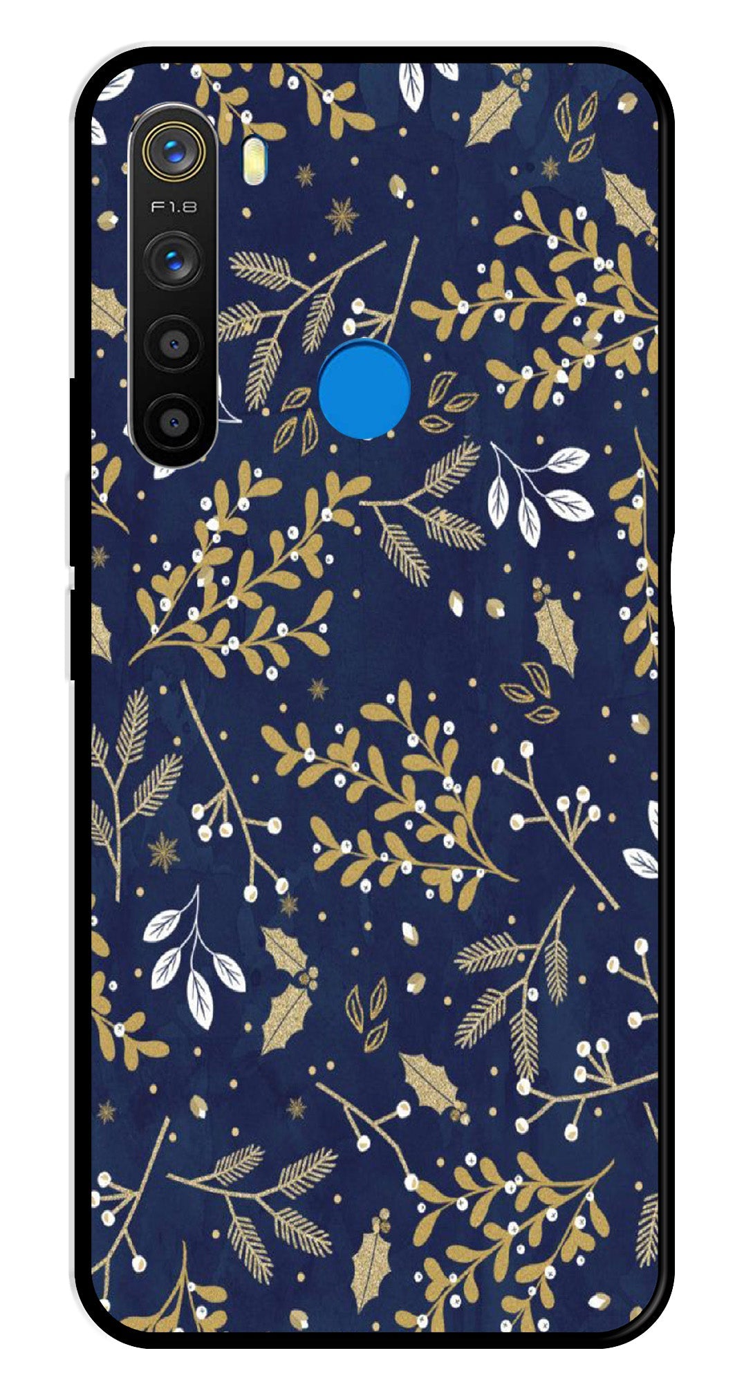 Floral Pattern Metal Mobile Case for Realme 5 (Design No -52)
