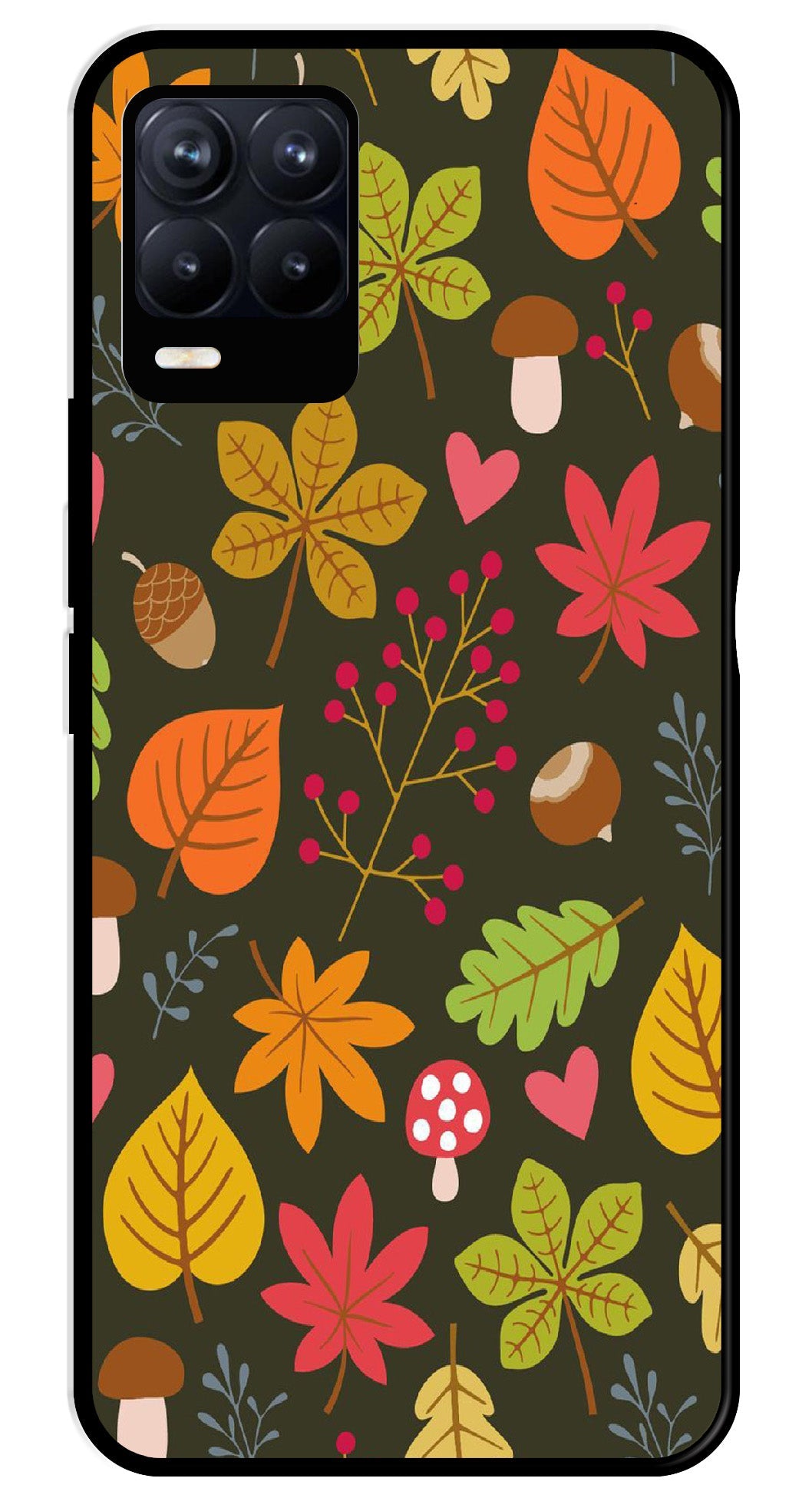 Leaves Design Metal Mobile Case for Realme 8 Pro Leaves Design Metal Mobile Case for Realme 8 Pro (Design No -51)