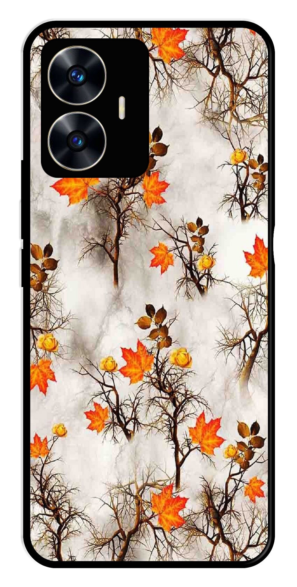 Autumn leaves Metal Mobile Case for Realme C55 (Design No -55)