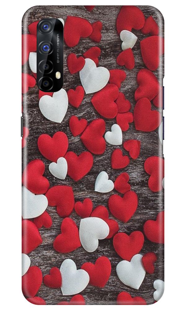 Red White Hearts Mobile Back Case for Realme 7 (Design - 105) Red White Hearts Case for Realme 7 (Design - 105)