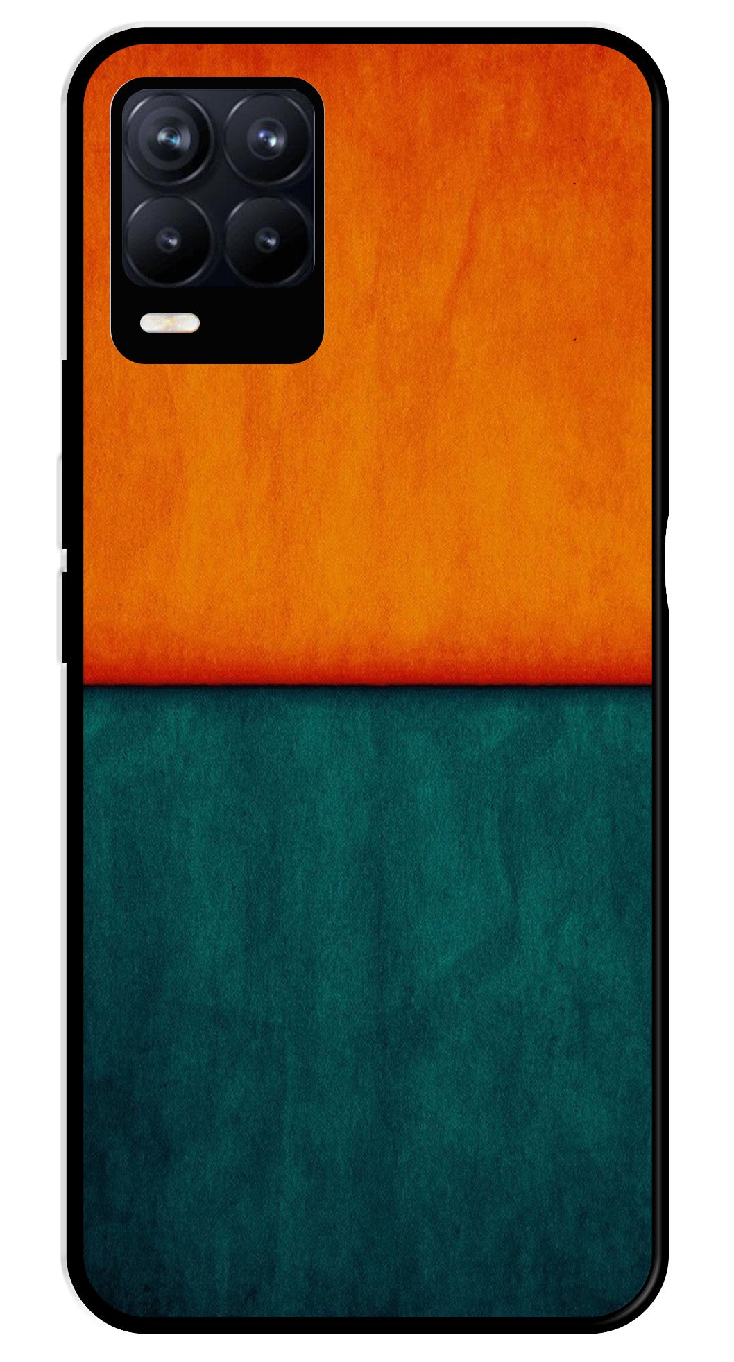 Orange Green Pattern Metal Mobile Case for Realme 8 4G Orange Green Pattern Metal Mobile Case for Realme 8 4G (Design No -45)