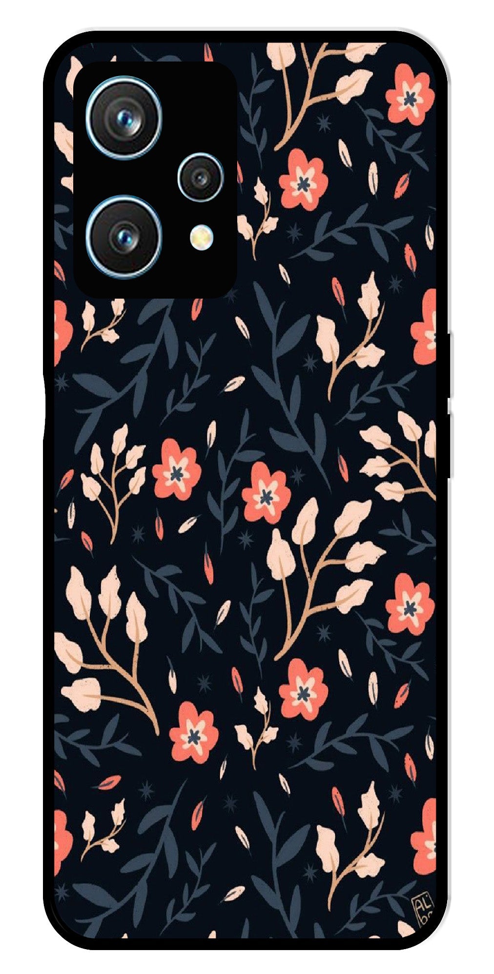 Floral Pattern Metal Mobile Case for Realme 9 Pro 5G Floral Pattern Metal Mobile Case for Realme 9 Pro 5G (Design No -10)