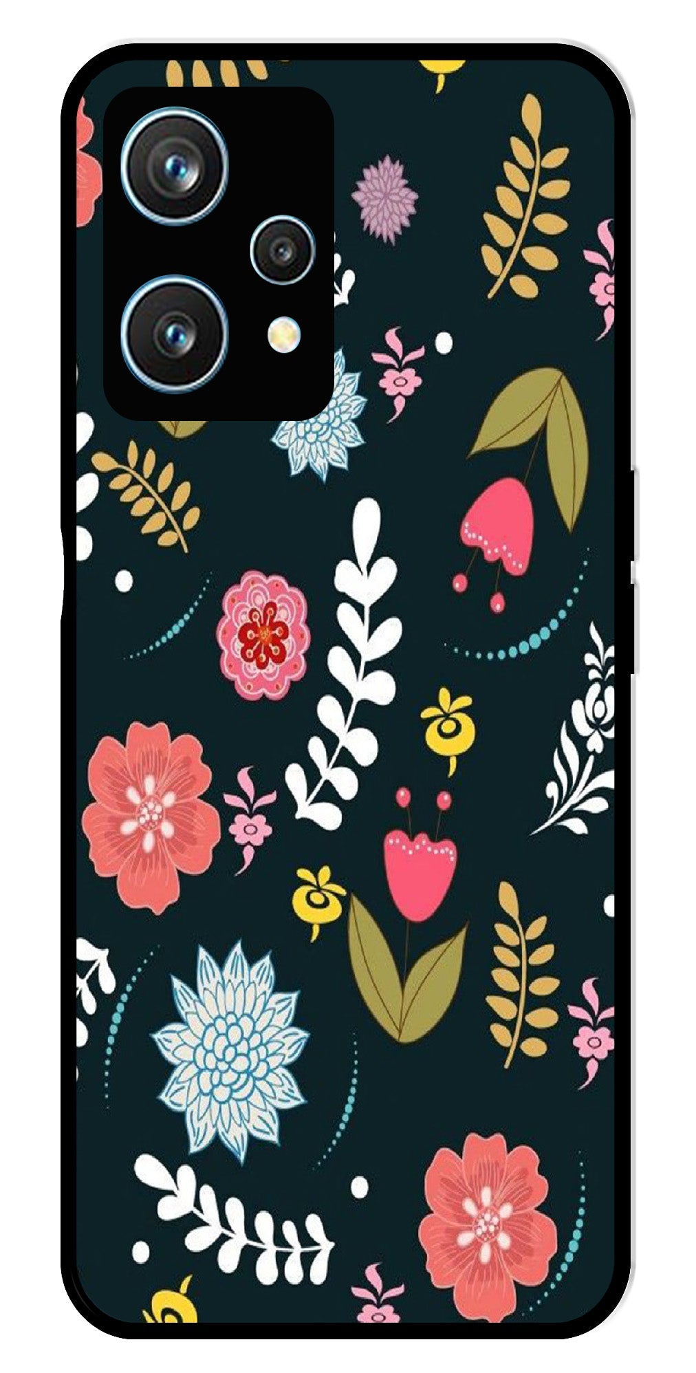 Floral Pattern2 Metal Mobile Case for Realme 9 Pro 5G Floral Pattern2 Metal Mobile Case for Realme 9 Pro 5G (Design No -12)