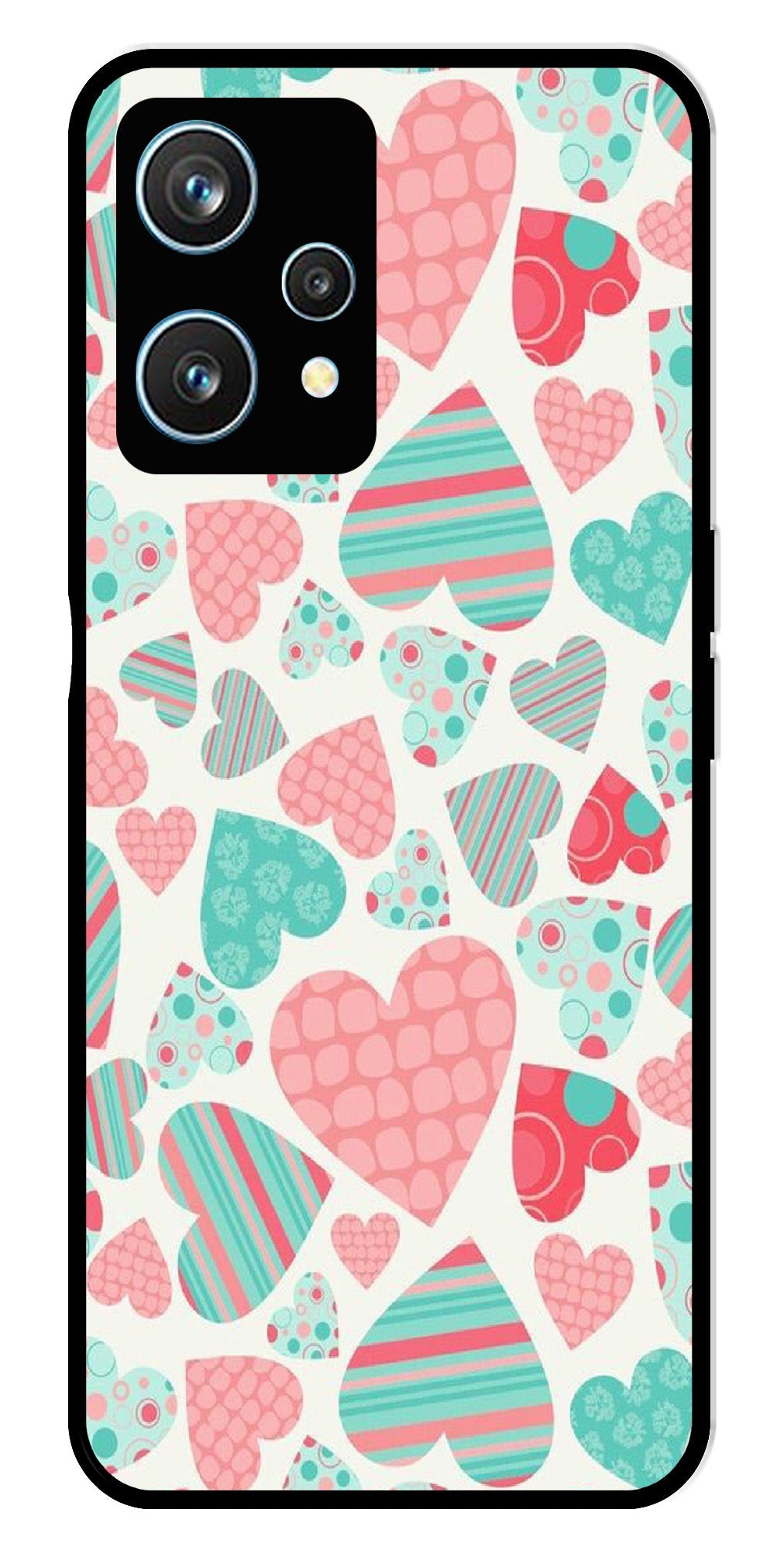 Hearts Pattern Metal Mobile Case for Realme 9 Pro 5G Hearts Pattern Metal Mobile Case for Realme 9 Pro 5G (Design No -22)