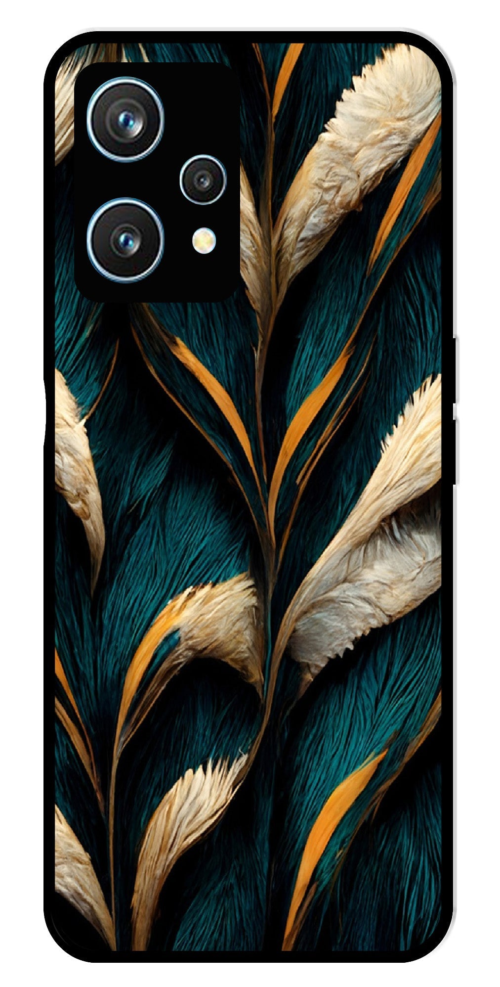Feathers Metal Mobile Case for Realme 9 Pro 5G Feathers Metal Mobile Case for Realme 9 Pro 5G (Design No -30)