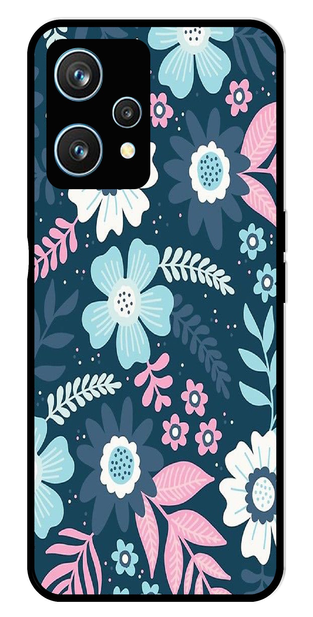 Flower Leaves Design Metal Mobile Case for Realme 9 Pro 5G (Design No -50)