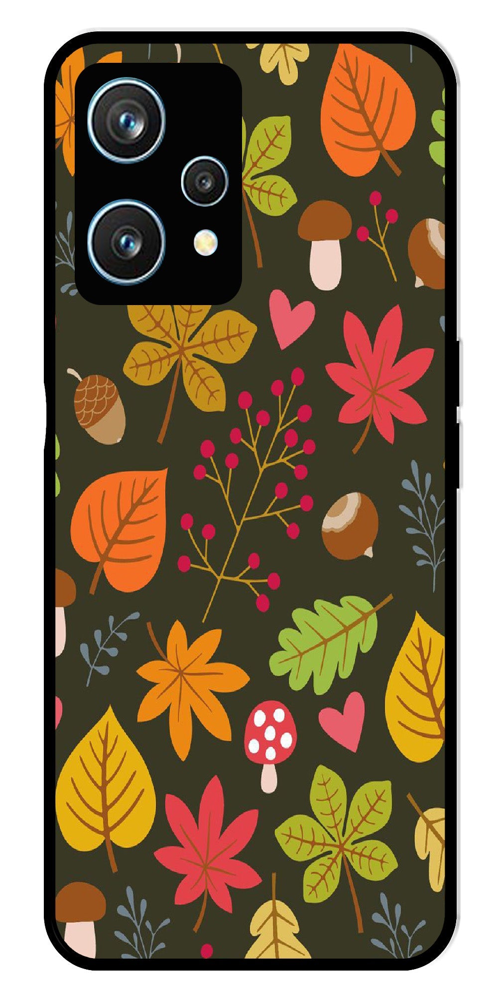 Leaves Design Metal Mobile Case for Realme 9 Pro 5G (Design No -51)
