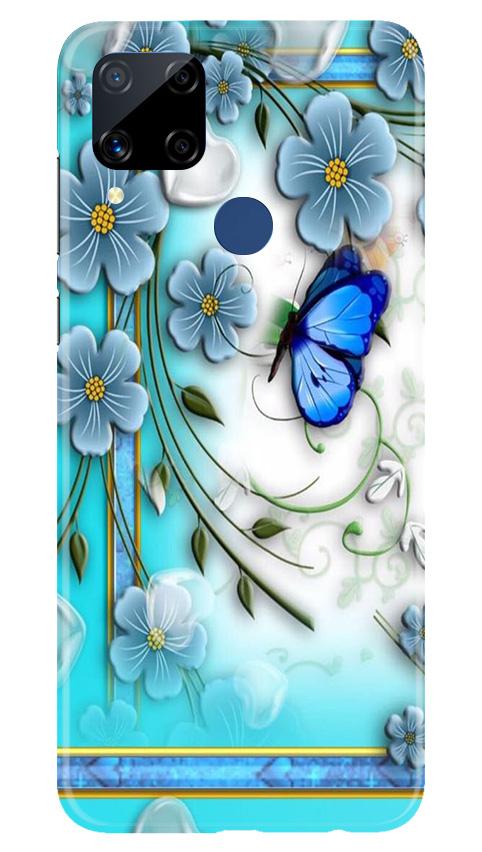 Blue Butterfly Mobile Back Case for Realme C15 (Design - 21) Blue Butterfly Case for Realme C15