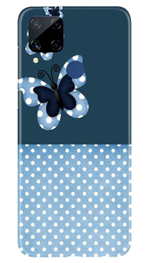 White dots Butterfly Mobile Back Case for Realme C15 (Design - 31) White dots Butterfly Case for Realme C15