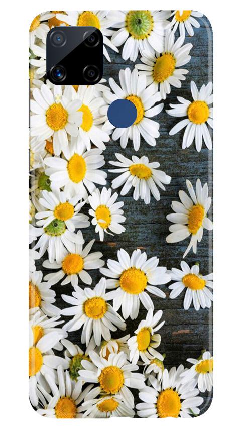 White flowers2 Mobile Back Case for Realme C15 (Design - 62) White flowers2 Case for Realme C15