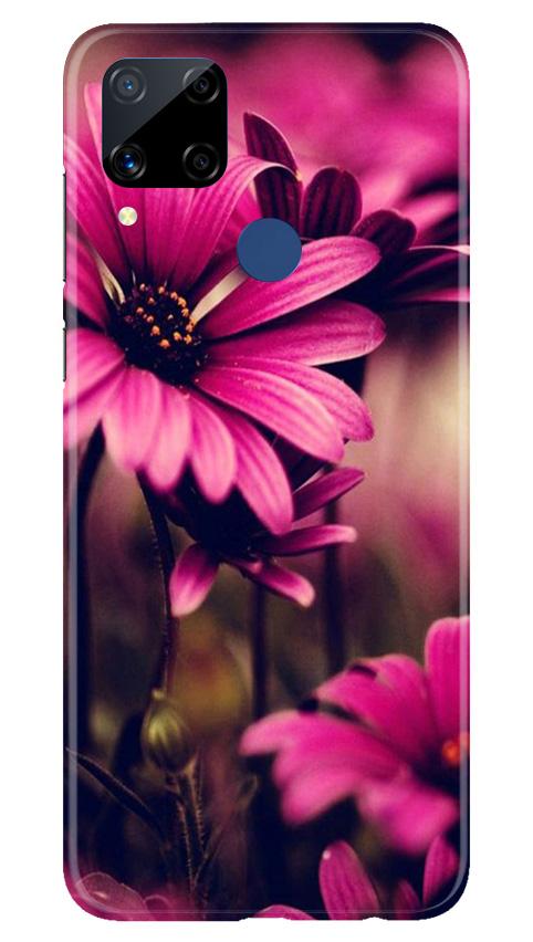 Purple Daisy Mobile Back Case for Realme C15 (Design - 65) Purple Daisy Case for Realme C15