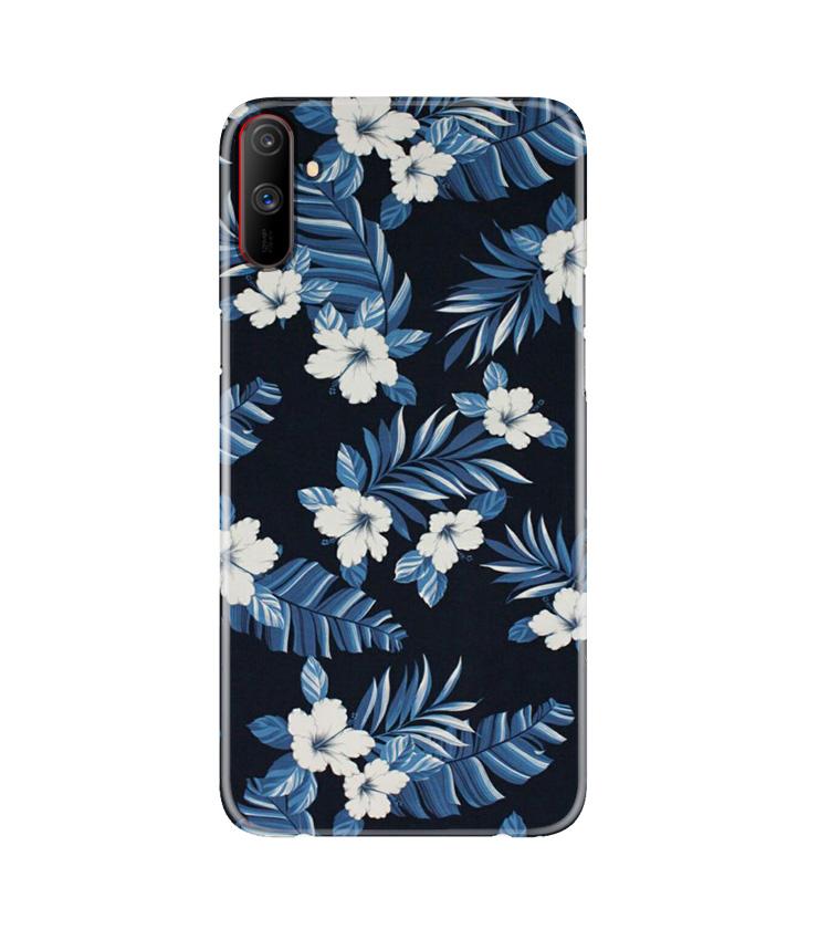White flowers Blue Background2 Mobile Back Case for Realme C3 (Design - 15) White flowers Blue Background2 Case for Realme C3