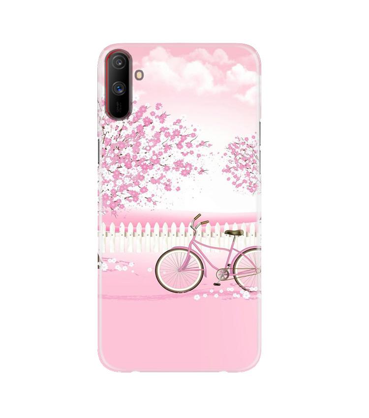 Pink Flowers Cycle Mobile Back Case for Realme C3 (Design - 102) Pink Flowers Cycle Case for Realme C3 (Design - 102)