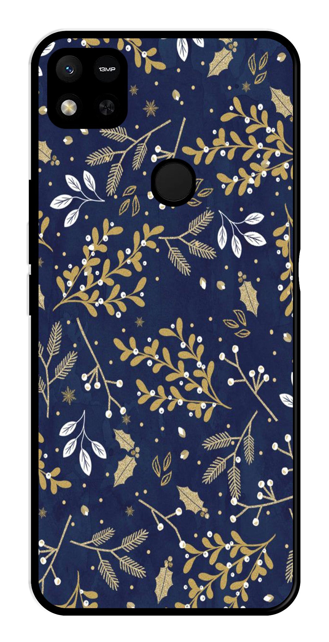Floral Pattern Metal Mobile Case for Redmi 10a (Design No -52)