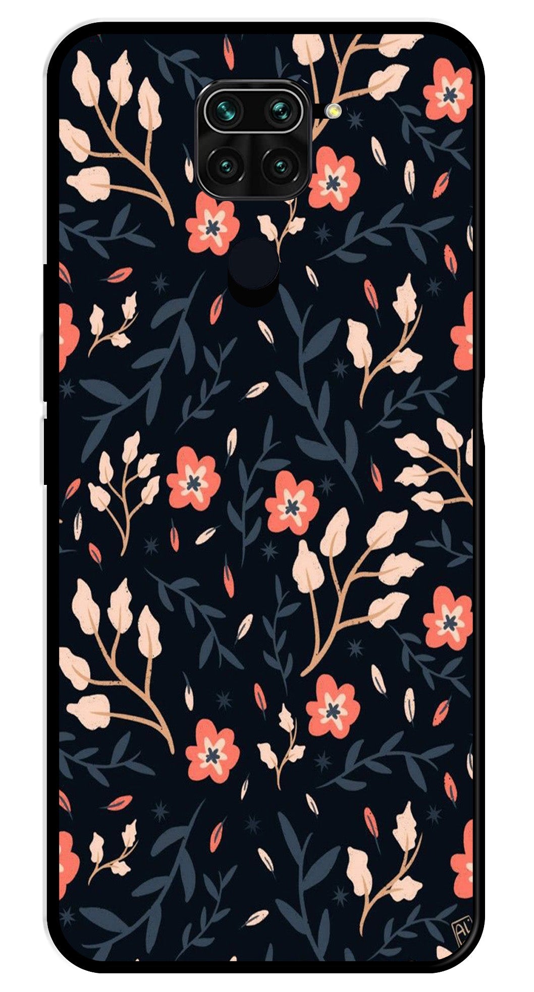 Floral Pattern Metal Mobile Case for Redmi Note 9 Floral Pattern Metal Mobile Case for Redmi Note 9 (Design No -10)