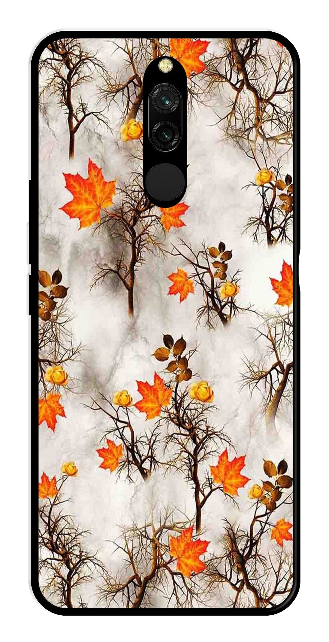 Autumn leaves Metal Mobile Case for Redmi 8 (Design No -55)