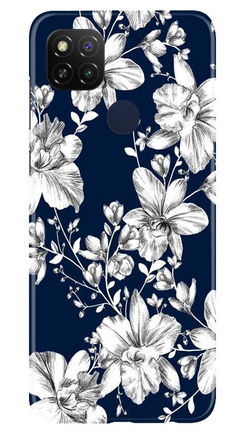 White flowers Blue Background Mobile Back Case for Redmi 9 Activ (Design - 14) White flowers Blue Background Case for Redmi 9 Activ