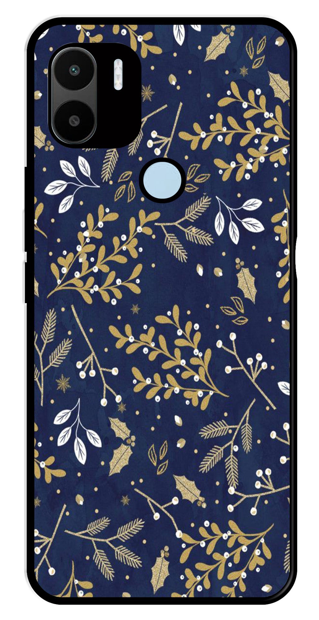 Floral Pattern Metal Mobile Case for Redmi A1 Plus (Design No -52)