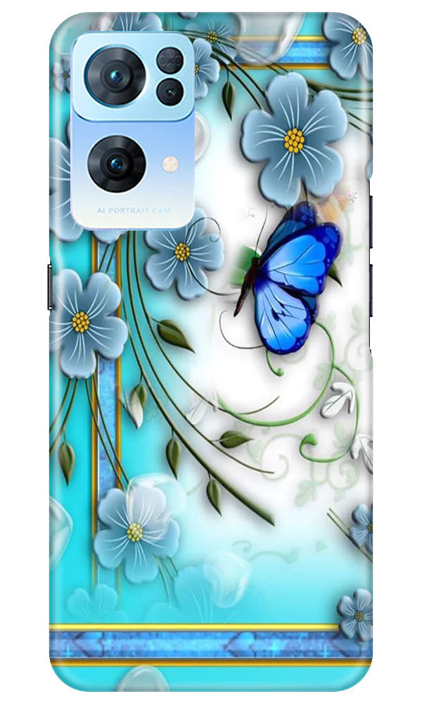 Blue Butterfly Mobile Back Case for Oppo Reno 7 Pro 5G (Design - 21) Blue Butterfly Case for Oppo Reno 7 Pro 5G