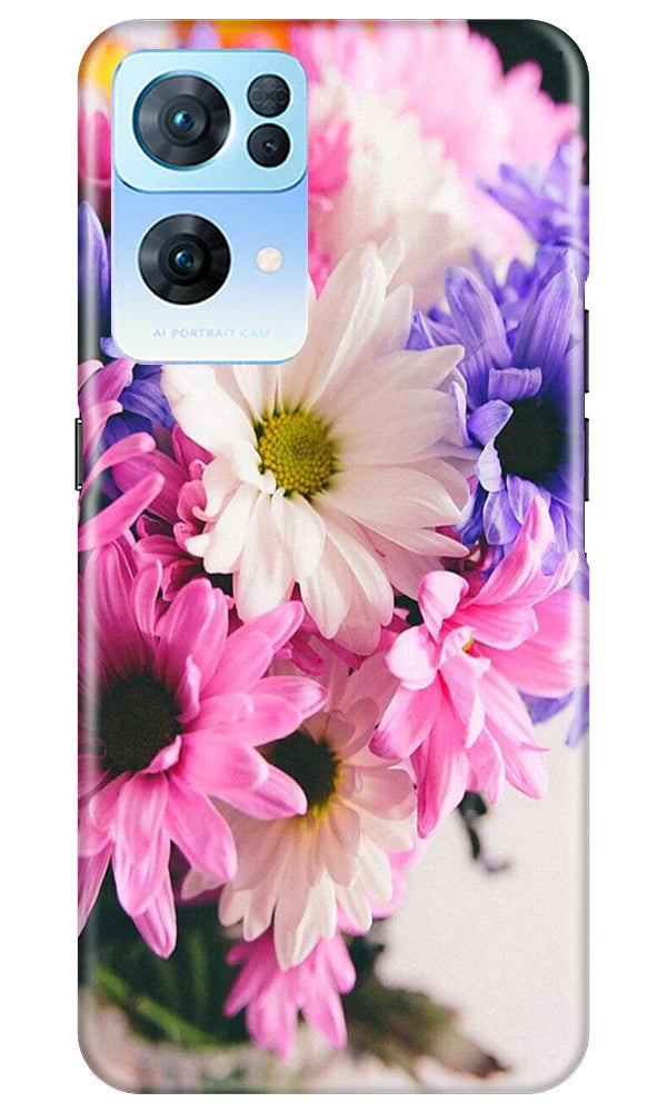 Coloful Daisy Mobile Back Case for Oppo Reno 7 Pro 5G (Design - 73) Coloful Daisy Case for Oppo Reno 7 Pro 5G