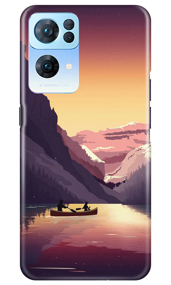 Mountains Boat Mobile Back Case for Oppo Reno 7 Pro 5G (Design - 150) Mountains Boat Case for Oppo Reno 7 Pro 5G (Design - 150)