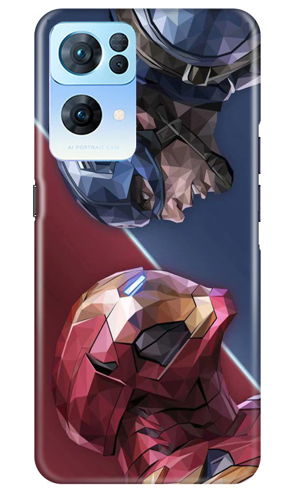 Ironman Captain America Mobile Back Case for Oppo Reno 7 Pro 5G (Design - 214) Ironman Captain America Case for Oppo Reno 7 Pro 5G (Design No. 214)