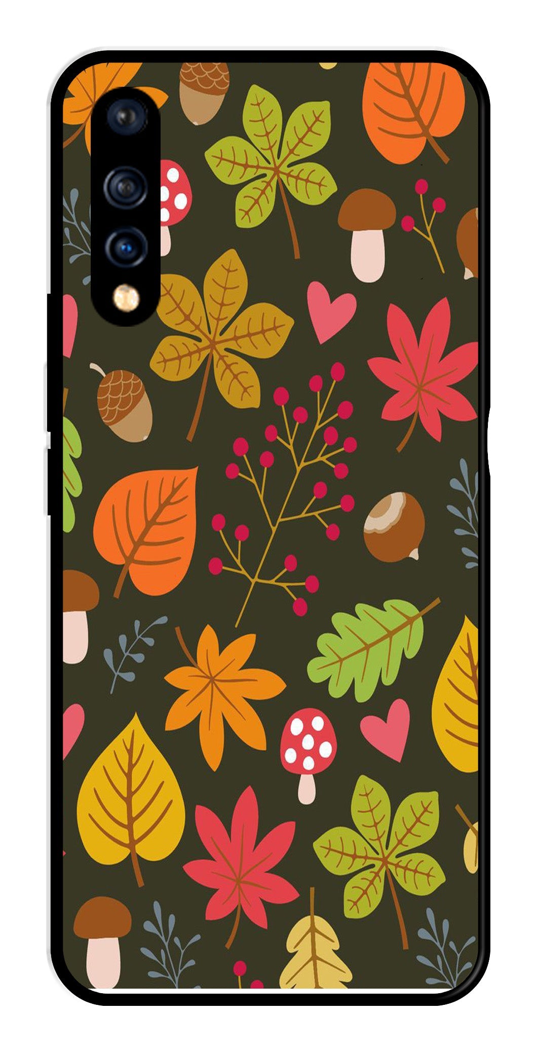 Leaves Design Metal Mobile Case for Vivo S1 (Design No -51)