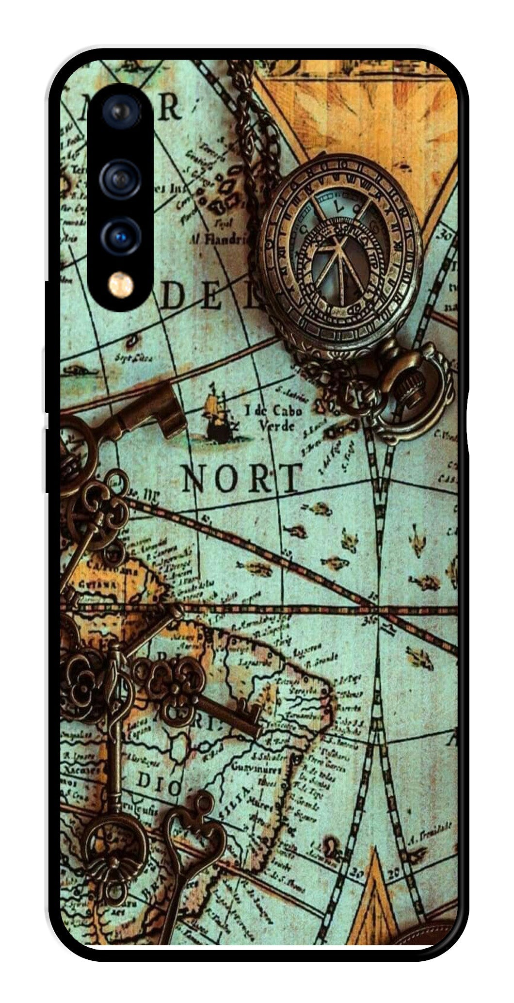Map Design Metal Mobile Case for Vivo S1 (Design No -54)