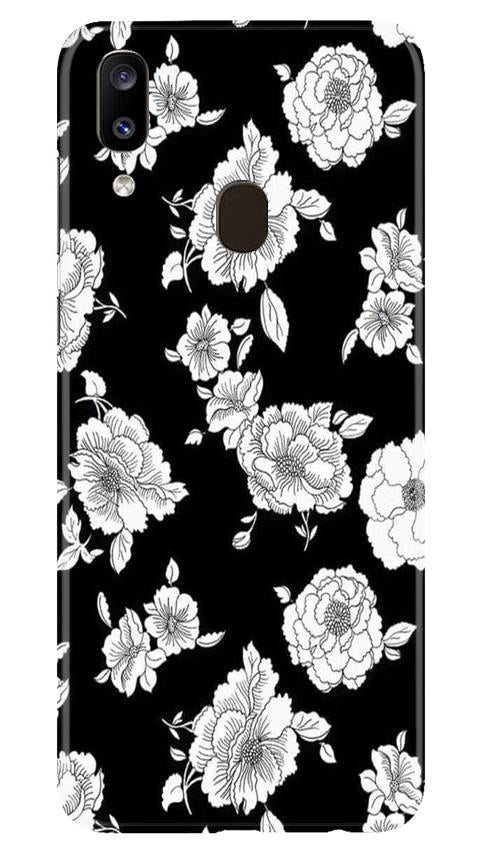 White flowers Black Background Mobile Back Case for Samsung Galaxy A20 (Design - 9) White flowers Black Background Case for Samsung Galaxy A20