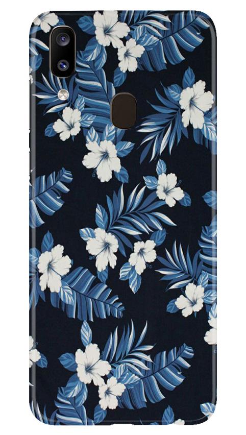 White flowers Blue Background2 Mobile Back Case for Samsung Galaxy A20 (Design - 15) White flowers Blue Background2 Case for Samsung Galaxy A20