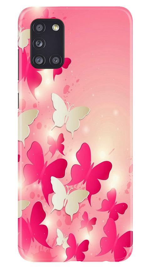 White Pick Butterflies Mobile Back Case for Samsung Galaxy A31 (Design - 28) White Pick Butterflies Case for Samsung Galaxy A31