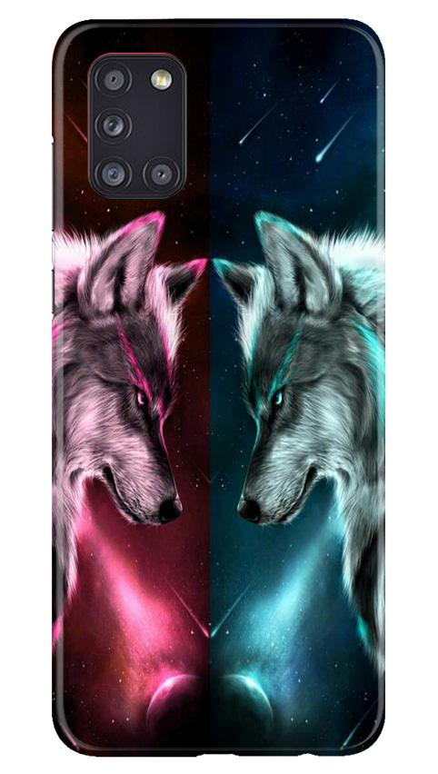 Wolf fight Mobile Back Case for Samsung Galaxy A31 (Design - 221) Wolf fight Case for Samsung Galaxy A31 (Design No. 221)